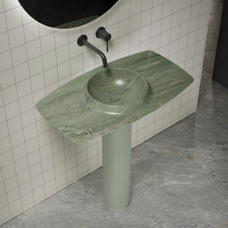 MonBlari CANOE Series Contemporary Marble Pedestal Sink