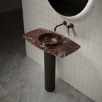 MonBlari CANOE Series Rosso Levanto Marble Pedestal Sink