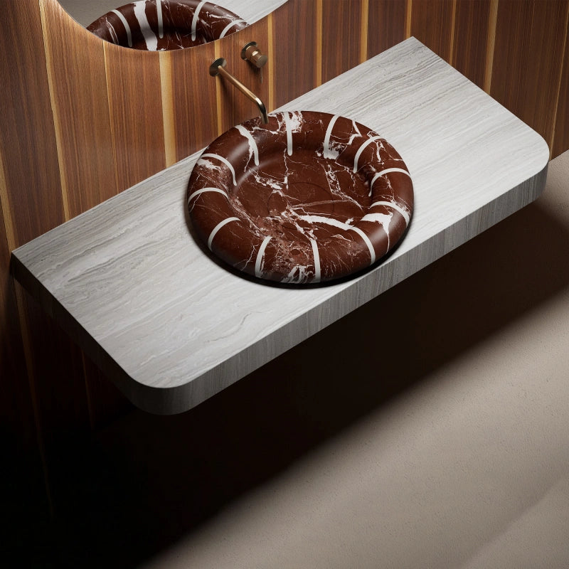MonBlari Circus Series Rosso Levanto Marble Countertop Basin