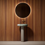 MonBlari CIRCUS Series Modern Sculptural Prada Green Stone Pedestal Sink for Luxury Bathrooms