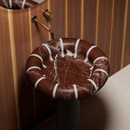 MonBlari Circus Series Architectural Rosso Levanto Marble Pedestal Basin for Luxury Bathrooms