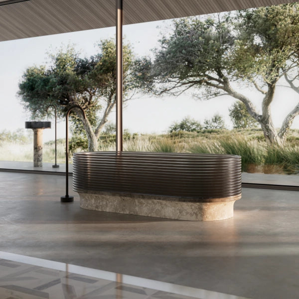 MonBlari STRATA series montage  freestanding soaking tub side view