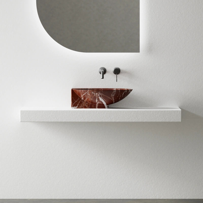 MonBlari FIoating Series Sculptural Rosso Levanto Marble Countertop Basin