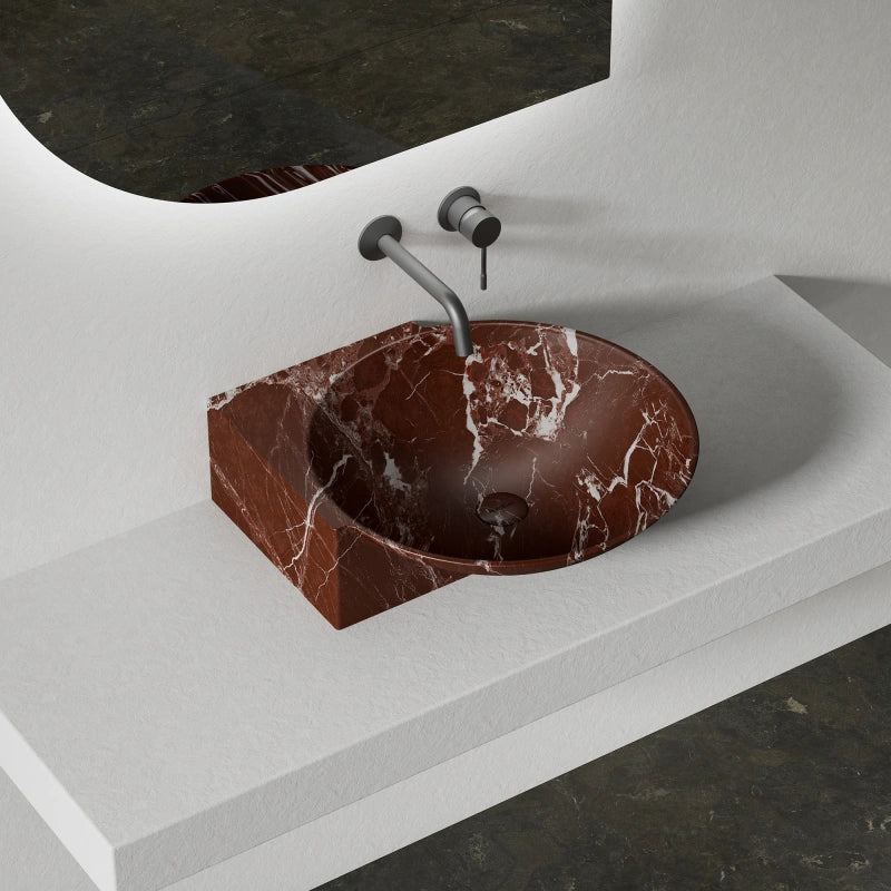 MonBlari FIoating Series Sculptural Rosso Levanto Marble Countertop Basin