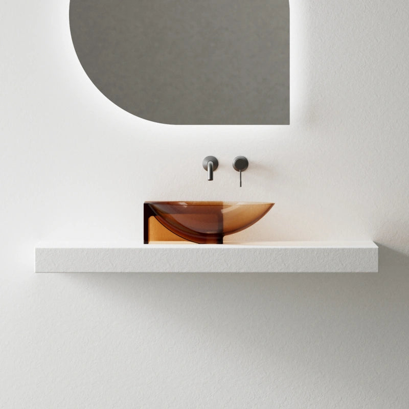 MonBlari FIoating Series Contemporary Resin Vessel Sink with Sculptural Design