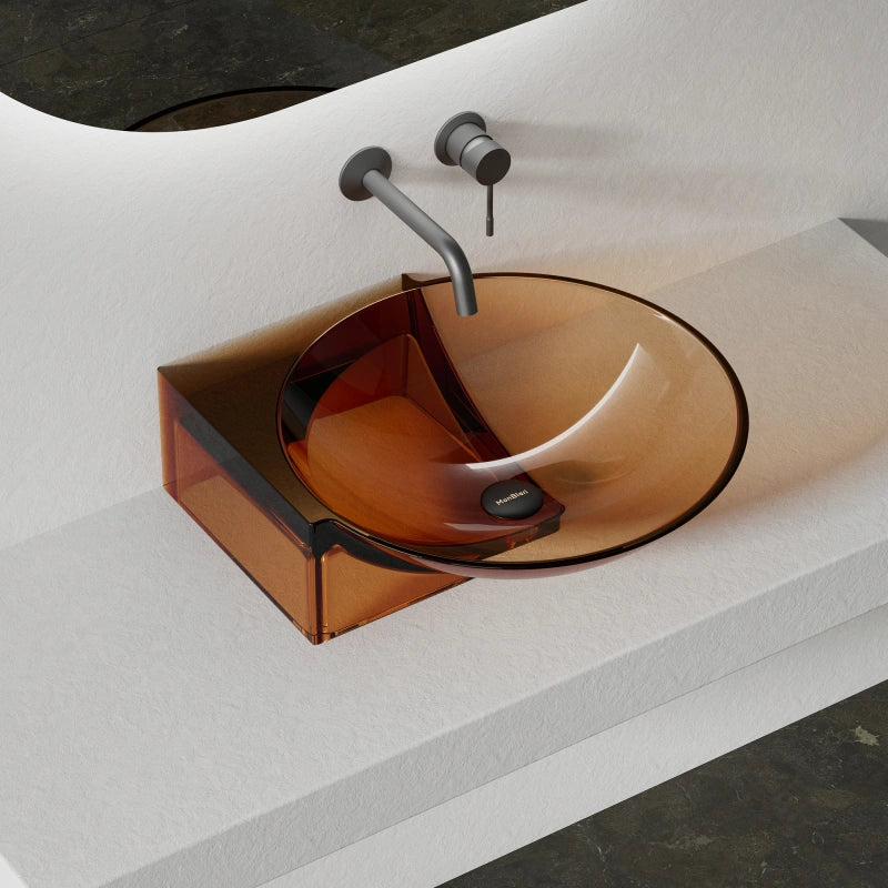MonBlari FIoating Series Contemporary Resin Vessel Sink with Sculptural Design