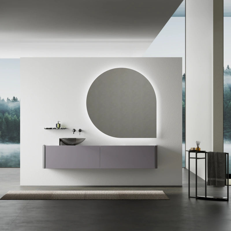 MonBlari Floating Series Modern Wall-Hung Bathroom Vanity Unit with Countertop Washbasin & Storage