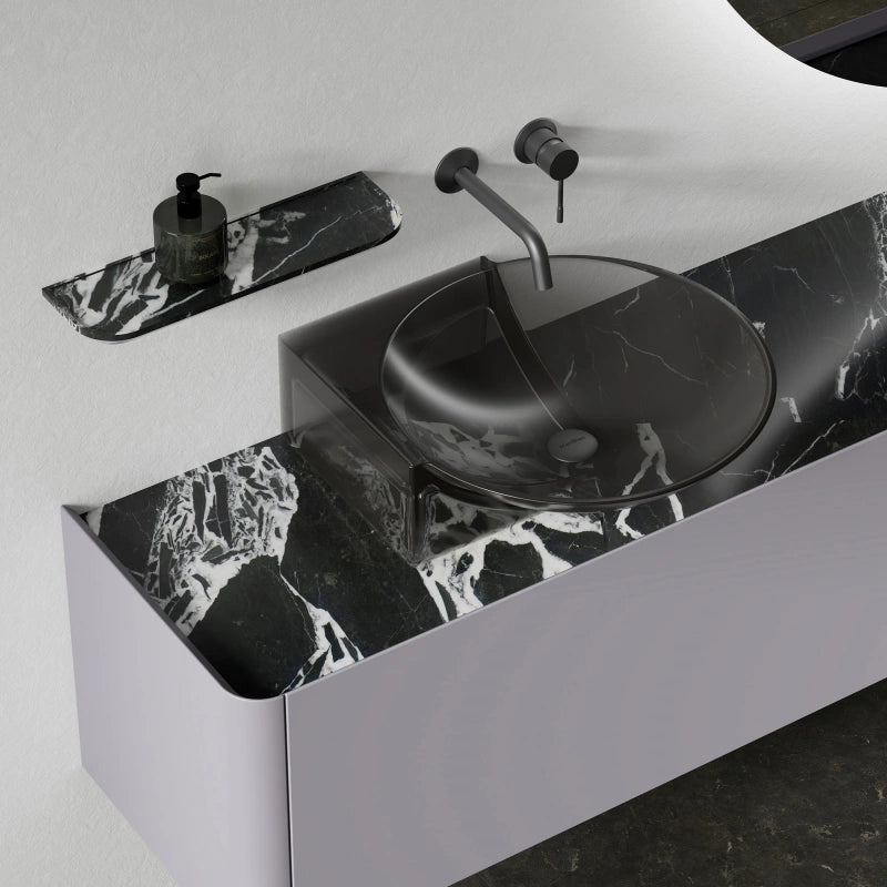 MonBlari Floating Series Modern Wall-Hung Bathroom Vanity Unit with Countertop Washbasin & Storage