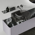 MonBlari Floating Series Modern Wall-Hung Bathroom Vanity Unit with Countertop Washbasin & Storage