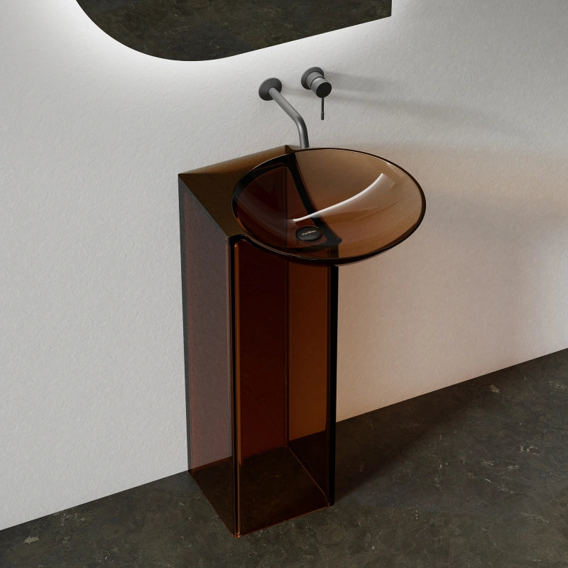 MonBlari Floating Series Modern Resin Floor-Standing Bathroom Pedestal Washbasin