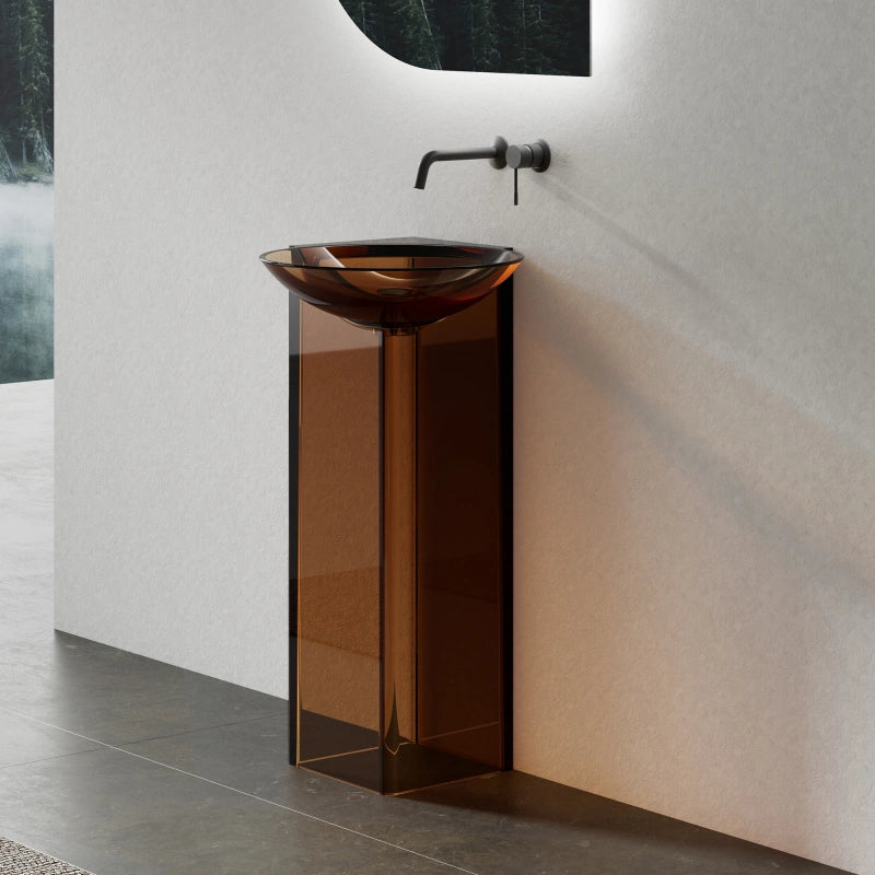 MonBlari Floating Series Modern Resin Floor-Standing Bathroom Pedestal Washbasin