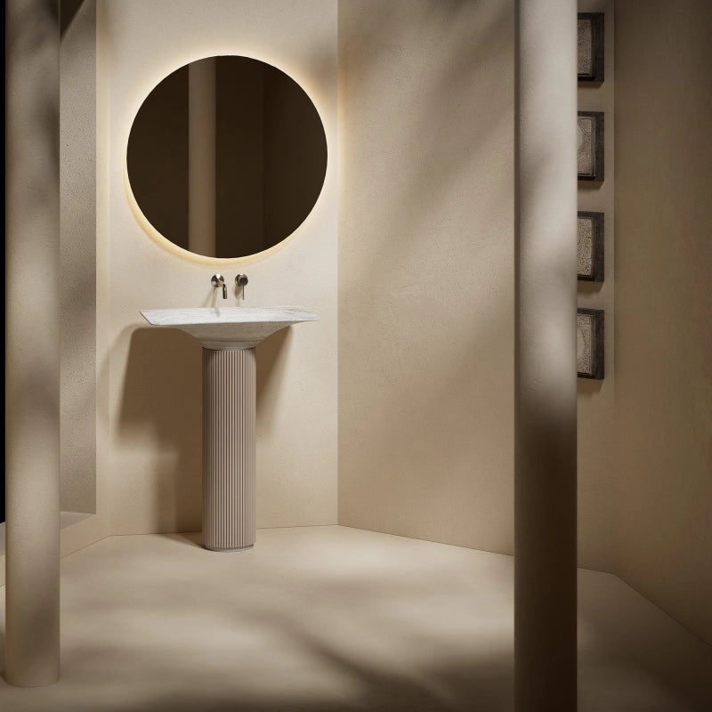 MonBlari FaII in Series Marble Bathroom Pedestal Sink