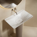 MonBlari FaII in Series Marble Bathroom Pedestal Sink