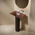 MonBlari FaII in Series Rosso Levanto Marble Luxury Pedestal Sink
