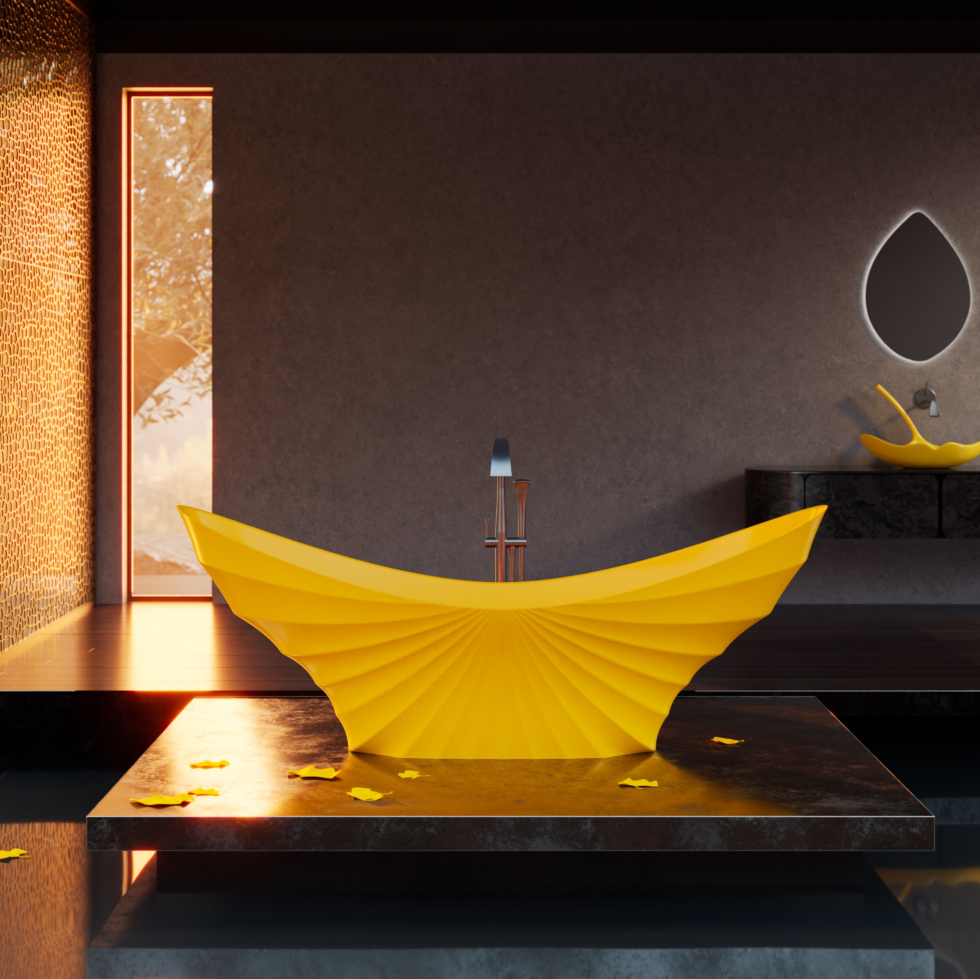 MonBlari GK-0988 Wavy Curved Freestanding Bathtub Front View Main image