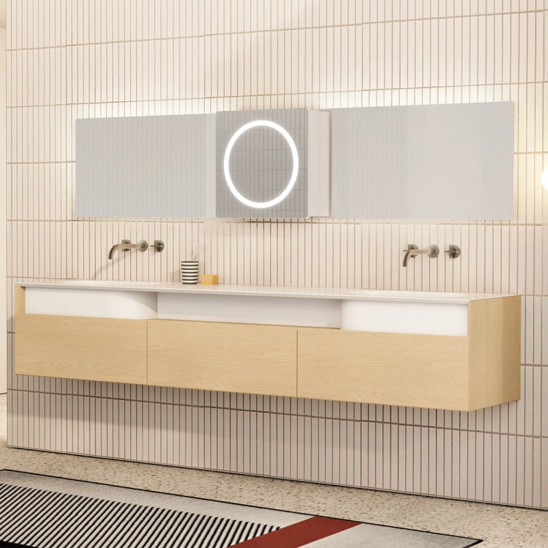 MonBlari Garden Series Wall-Hung Double Vanity Unit with Twin Undermount Basins