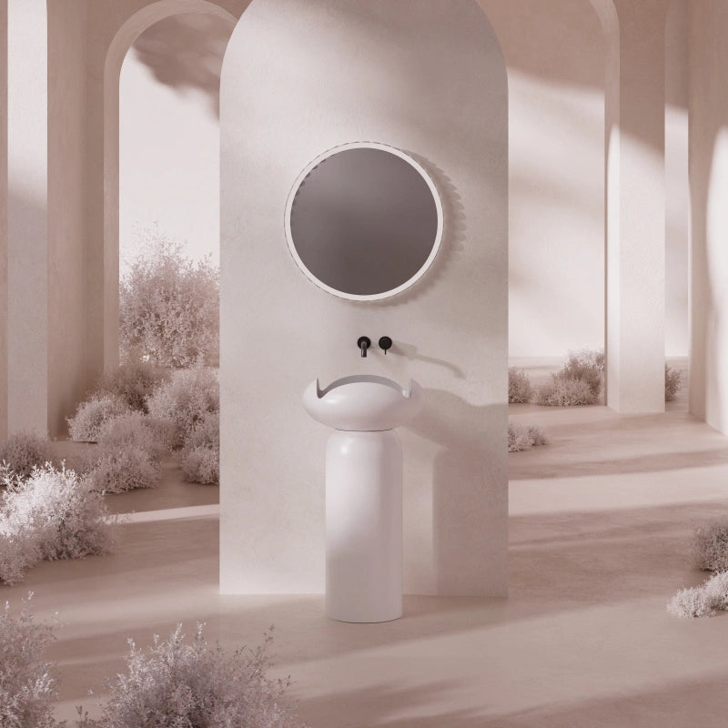 MonBlari FLOWER Series White Pedestal Sink