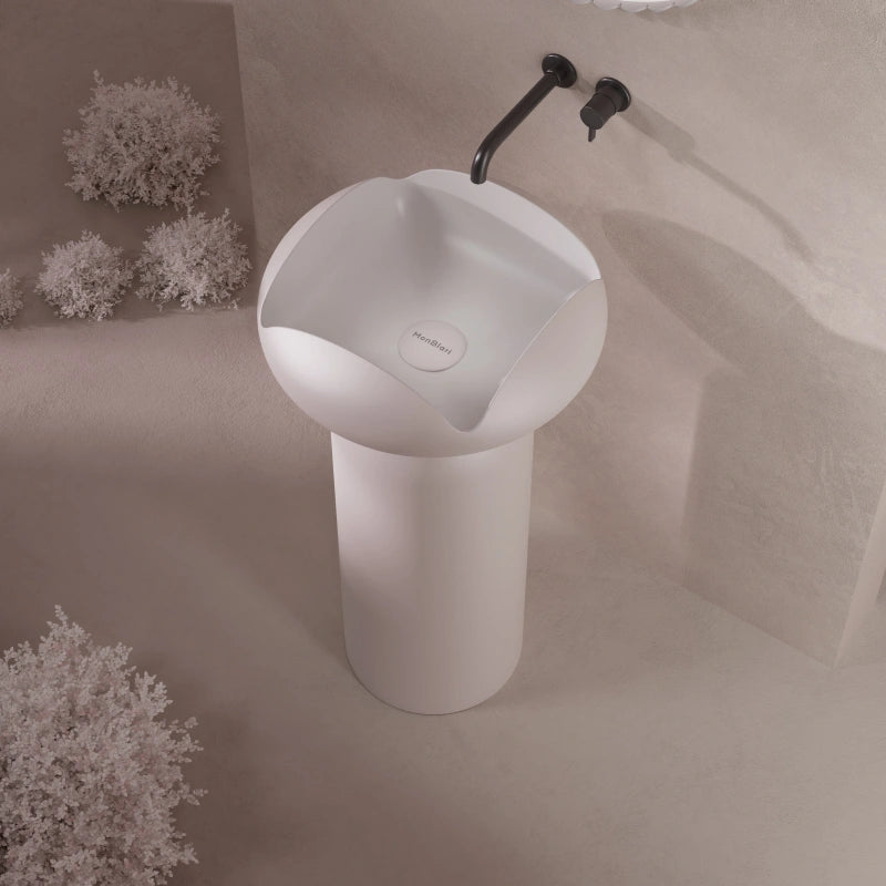 MonBlari FLOWER Series White Pedestal Sink