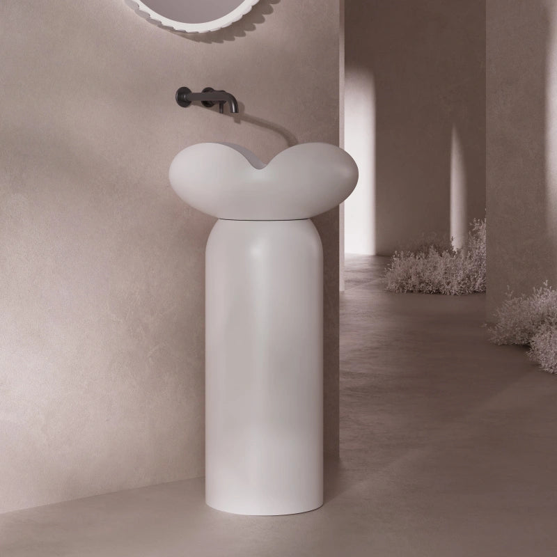 MonBlari FLOWER Series White Pedestal Sink
