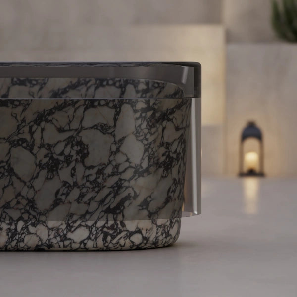 MonBlari HALO Series Sculptural Natural Marble Freestanding Bathtub
