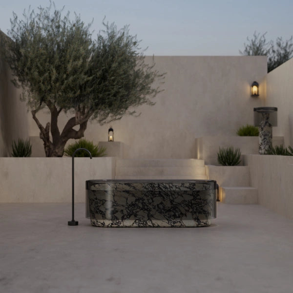 MonBlari HALO Series Sculptural Natural Marble Freestanding Bathtub