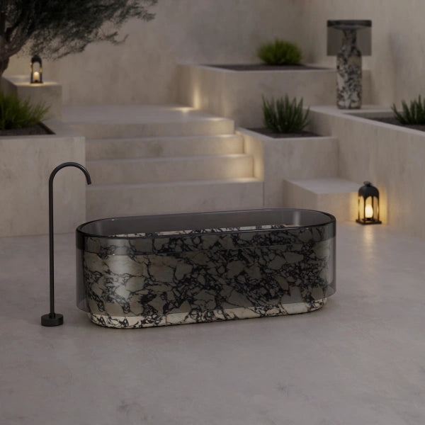 MonBlari HALO Series Sculptural Natural Marble Freestanding Bathtub
