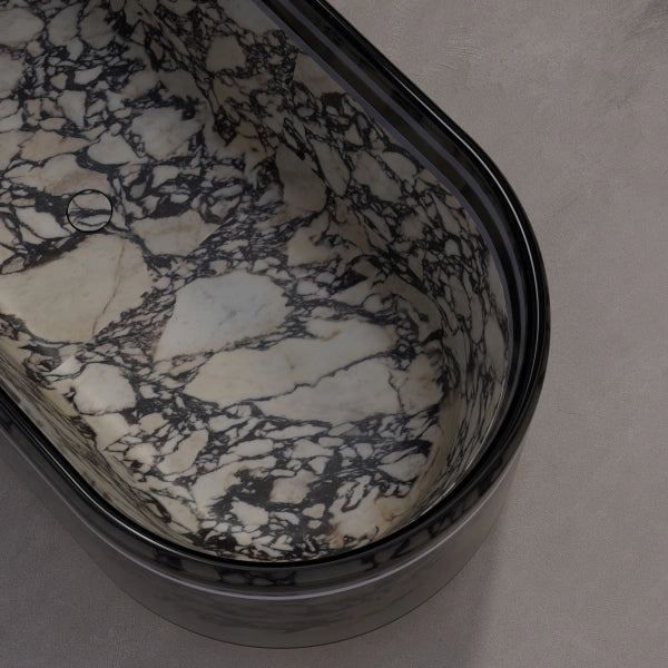 MonBlari HALO Series Sculptural Natural Marble Freestanding Bathtub
