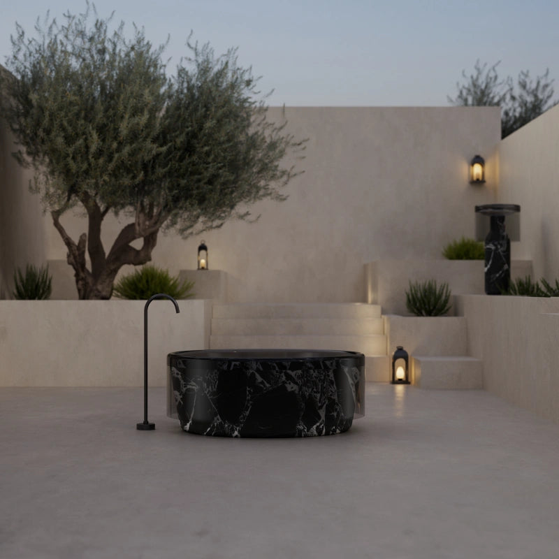 MonBlari HALO Series Sculptural Marble Freestanding Bath