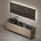 MonBlari HALO Series Marble Single Undermount Basin Wall-Hung Vanity Set