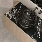 MonBlari HALO Series Marble Single Undermount Basin Wall-Hung Vanity Set