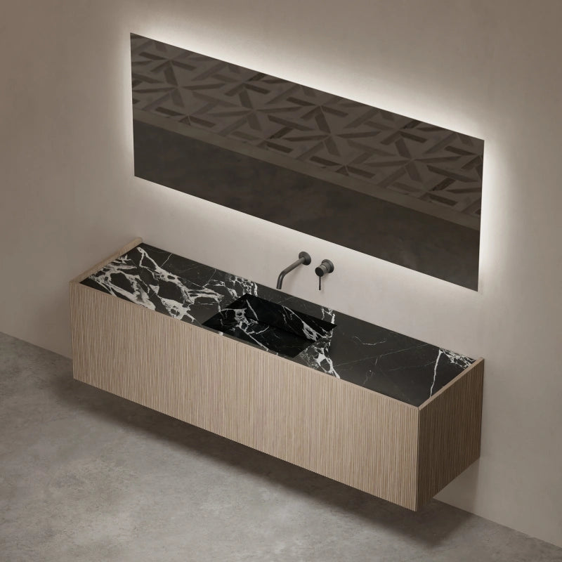 MonBlari HALO Series Black Marble Bathroom Vanity Unit with Undermount Basin