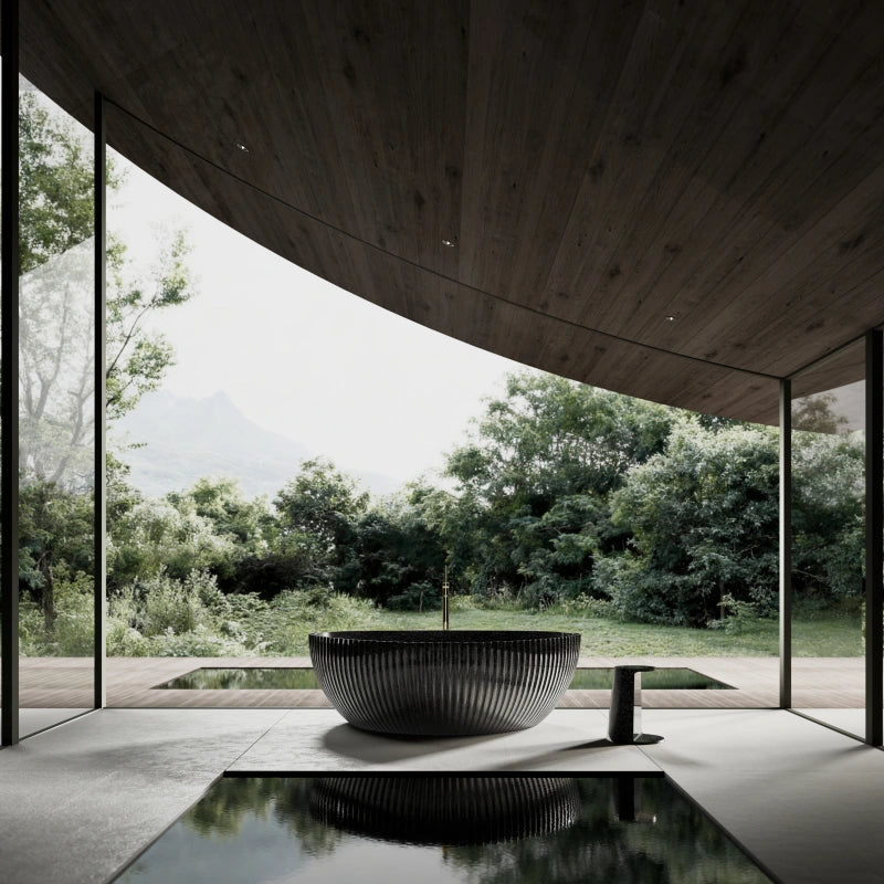 99910 Fluted Design Triangle Carbon Fiber Bath | MonBlari