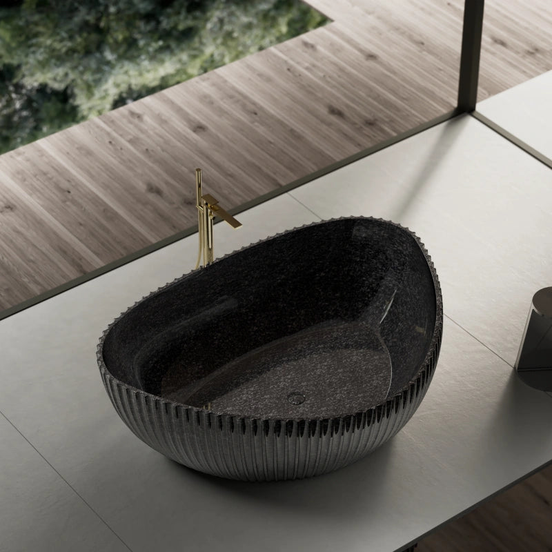 99910 Fluted Design Triangle Carbon Fiber Bath | MonBlari