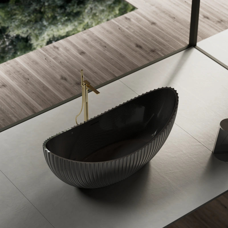 99918 Fluted Design Boat-Shaped Carbon Fiber Bath | MonBlari