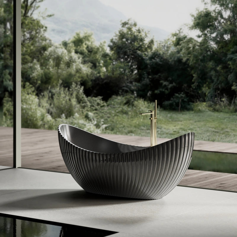 99918 Fluted Design Boat-Shaped Carbon Fiber Bath | MonBlari