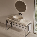 MonBlari Oval Fluted Marble Basin for Modern Bathrooms 600mm