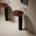 MonBlari MOON Series Rosa Levanto Marble Pedestal Basin