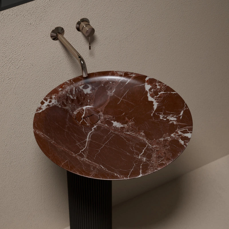 MonBlari MOON Series Rosa Levanto Marble Pedestal Basin