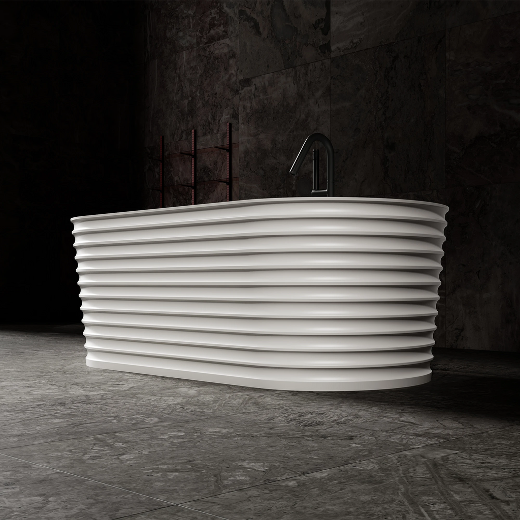 MR-88801 Elliptical Solid Surface freestanding Bath | MonBlari-RightSideView