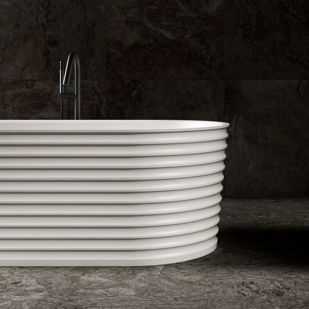 MR-88801 Elliptical Solid Surface freestanding Bath | MonBlari-FrontCloseUp