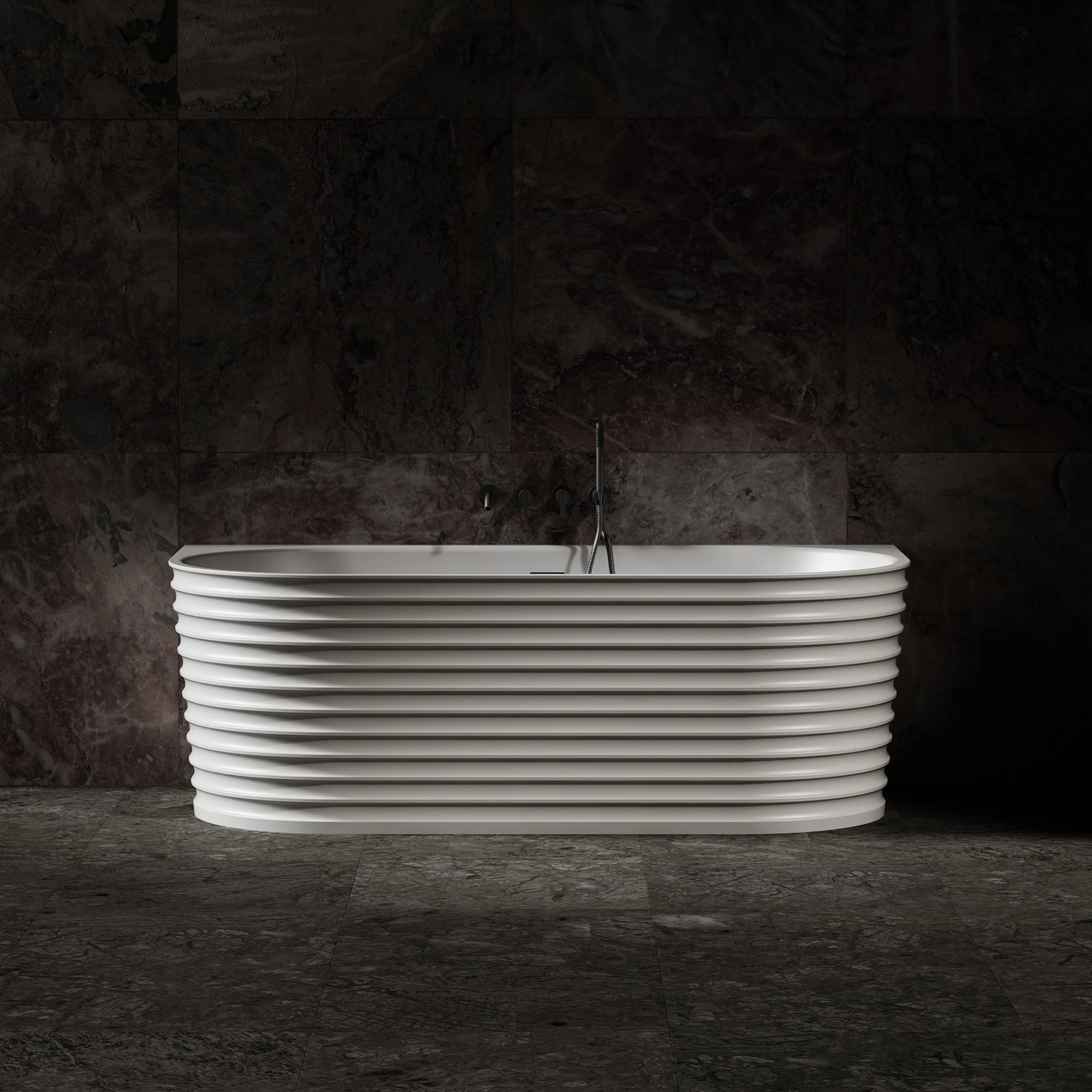 MR-88806 Elliptical Solid Surface Wall-Mounted Bath | MonBlari-FrontView