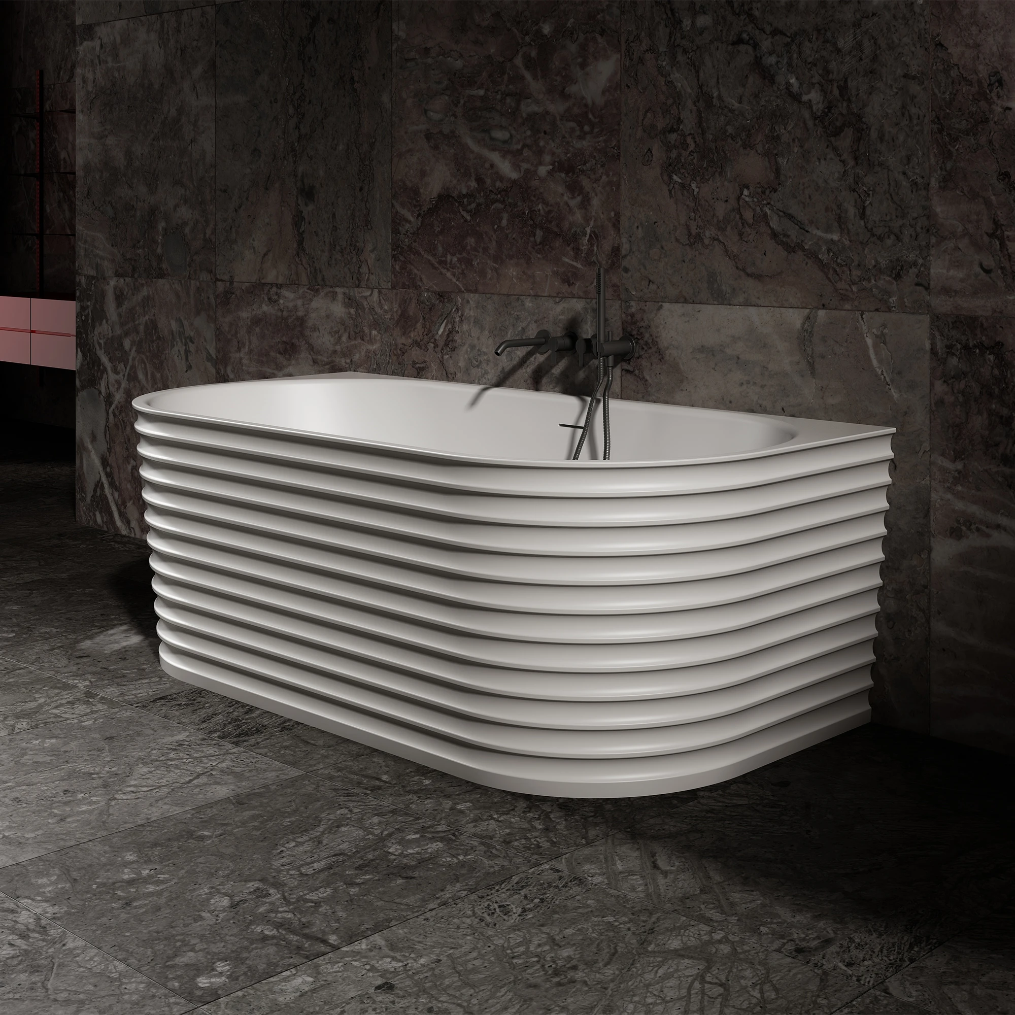 MR-88806 Elliptical Solid Surface Wall-Mounted Bath | MonBlari-RightSideView