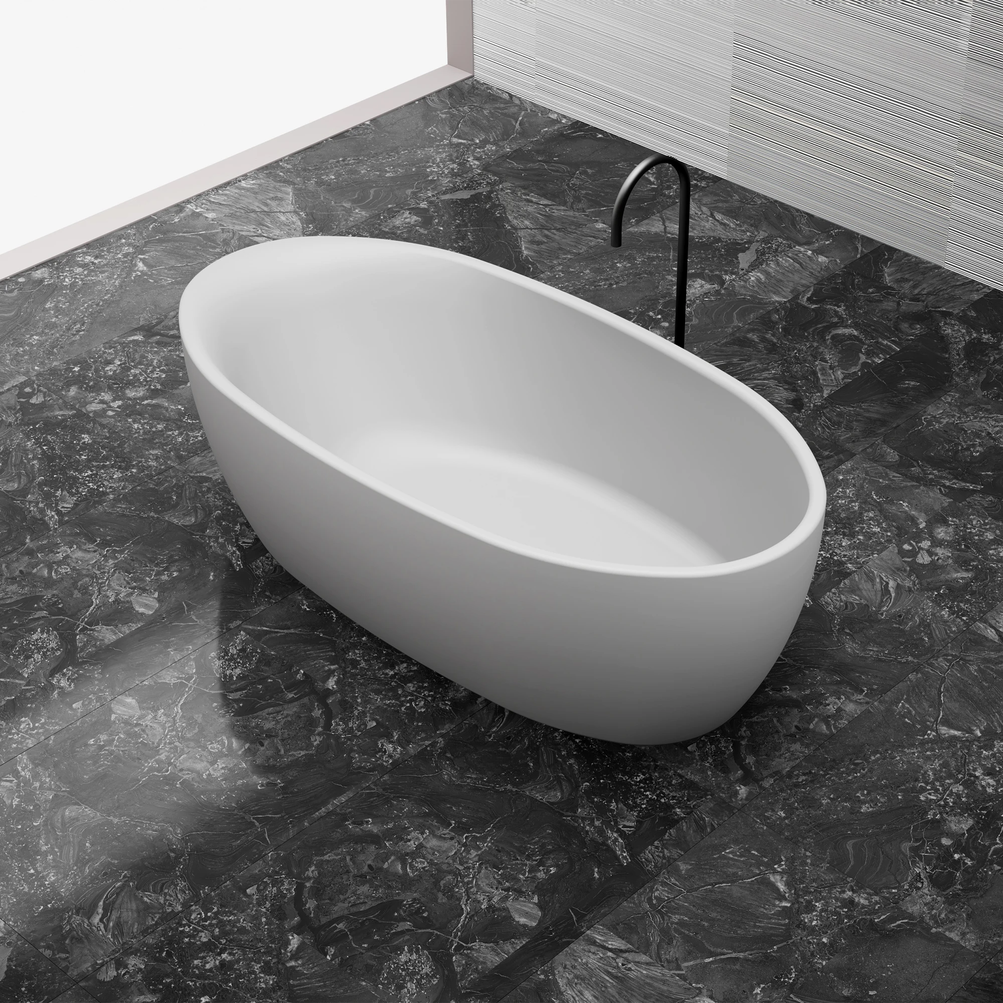 MR-88811 Oval Solid Surface Bath | MonBlari-RightTopView