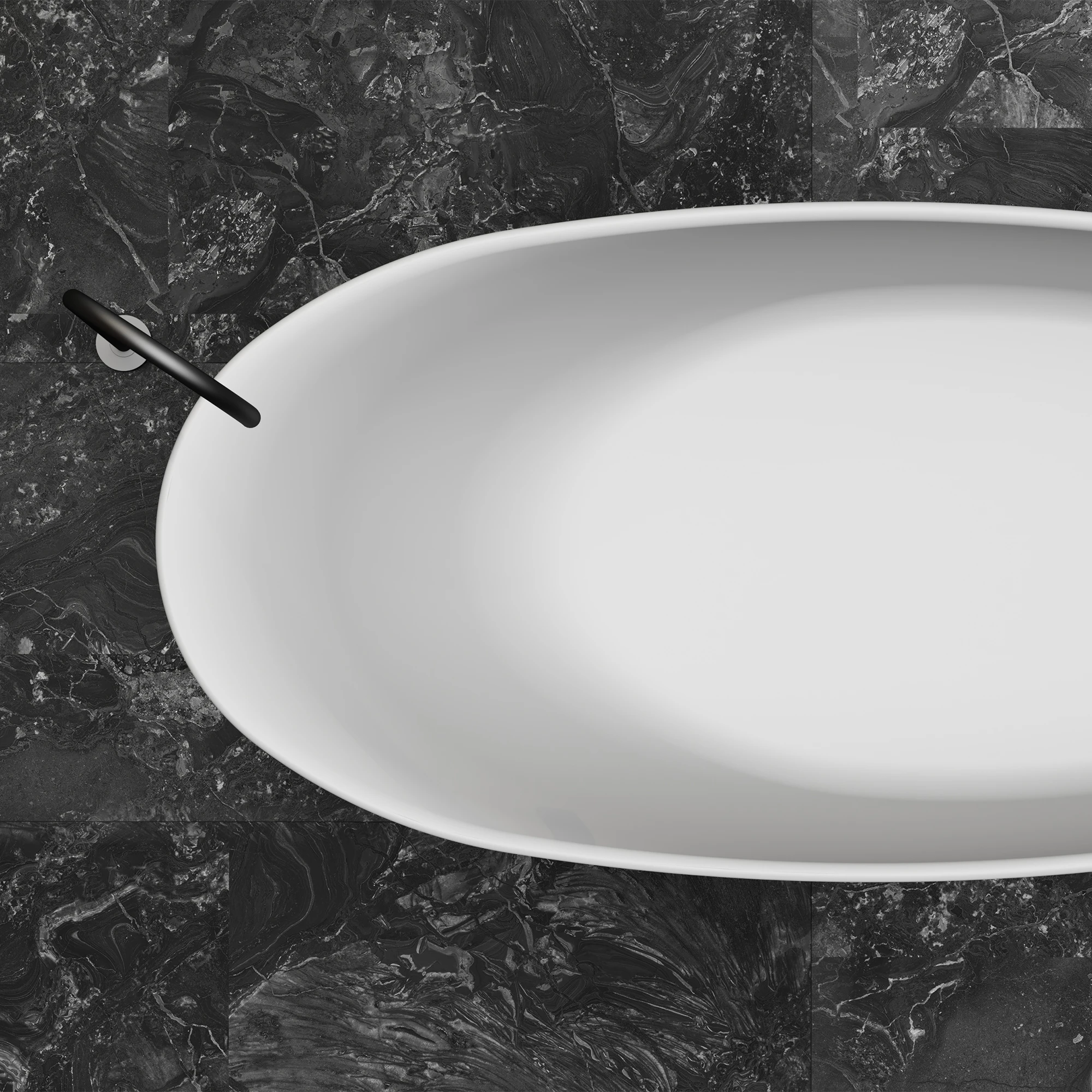 MR-88812Asymmetrical Oval Solid Surface Bath | MonBlari-TopCloseUp