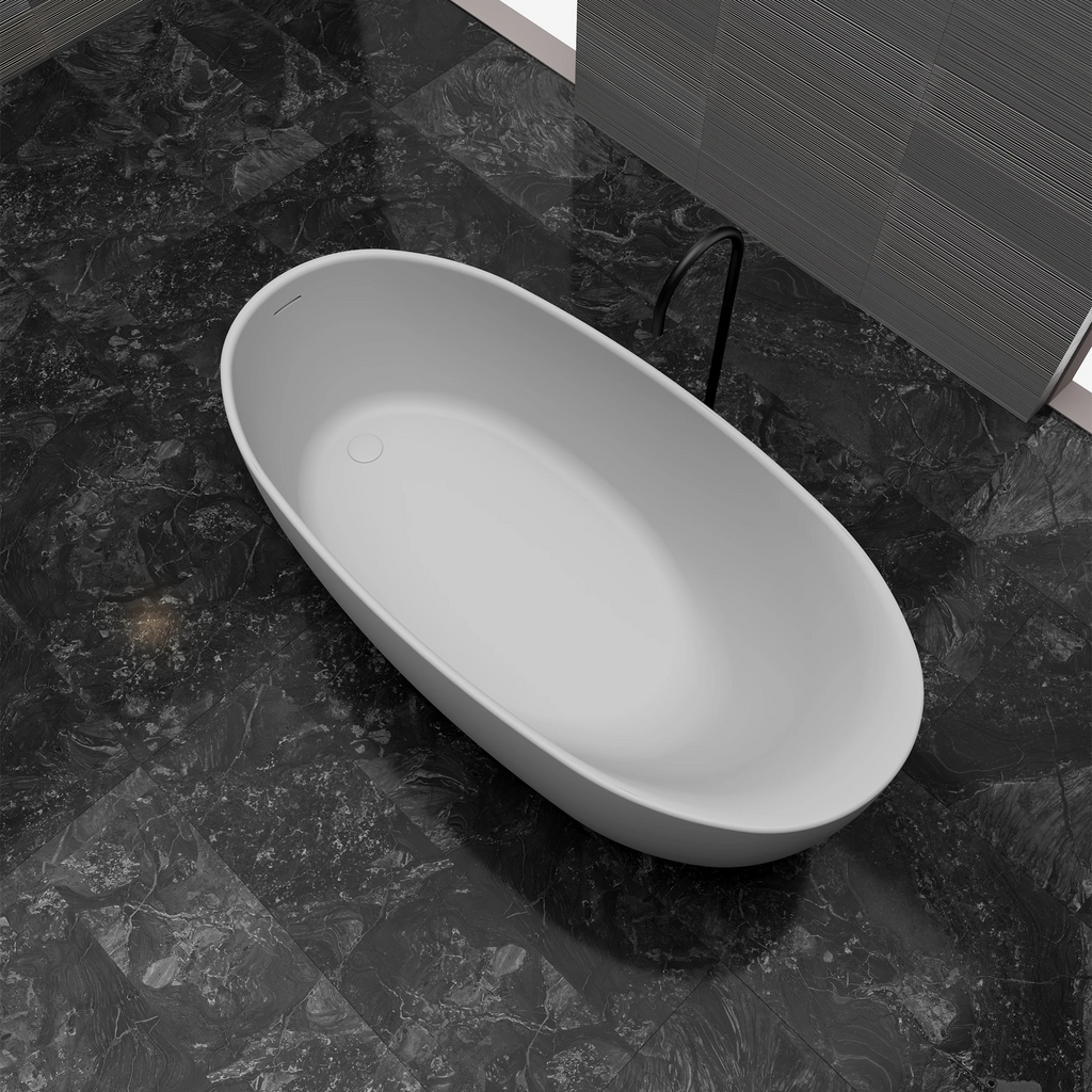 MR-88812Asymmetrical Oval Solid Surface Bath | MonBlari-RightTopView