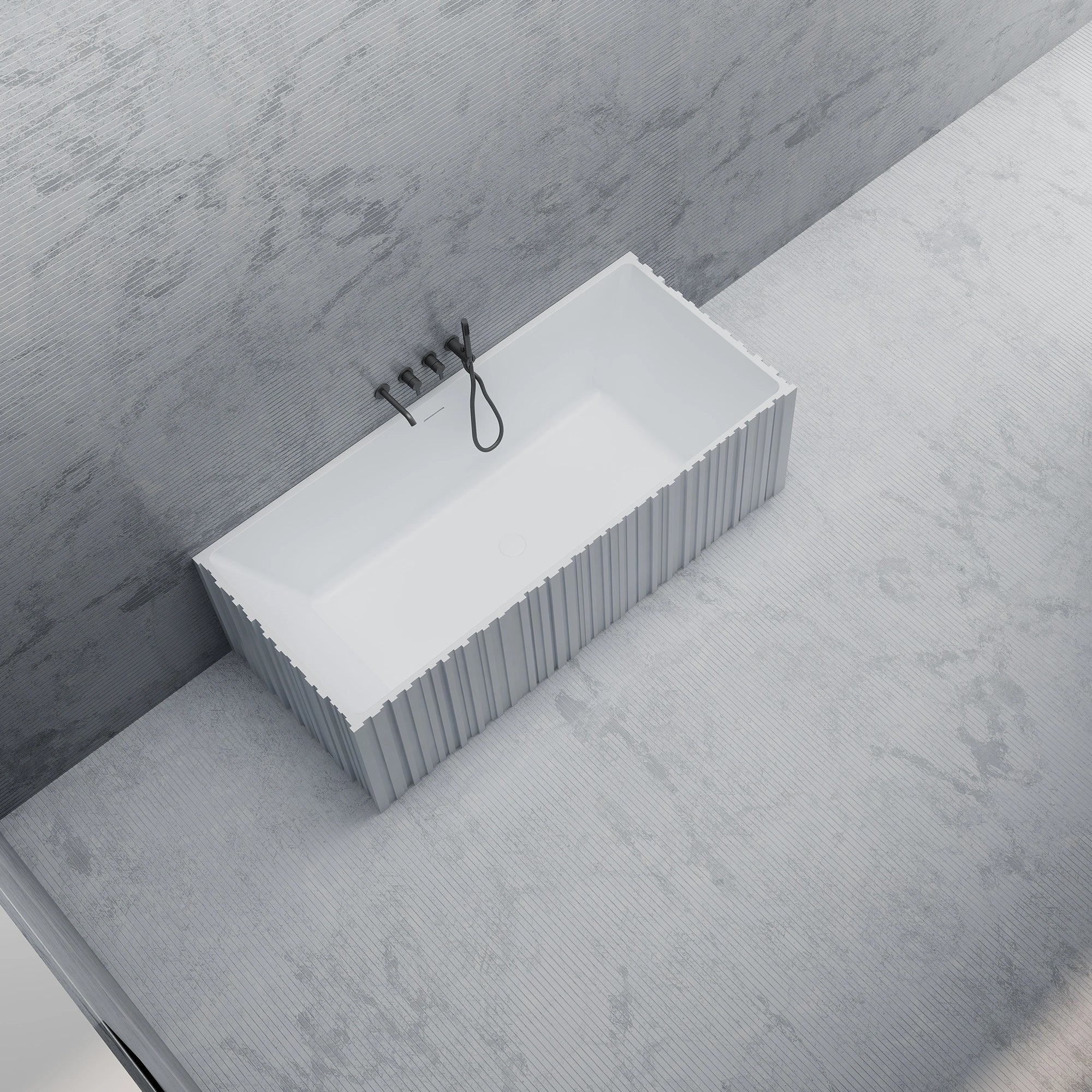 MR88855 Fluted Rectangular Wall-Mounted Bath | MonBlari