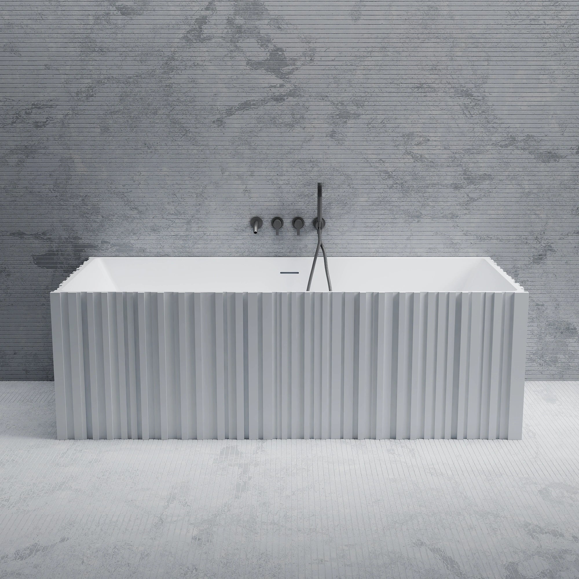MR88855 Fluted Rectangular Wall-Mounted Bath | MonBlari
