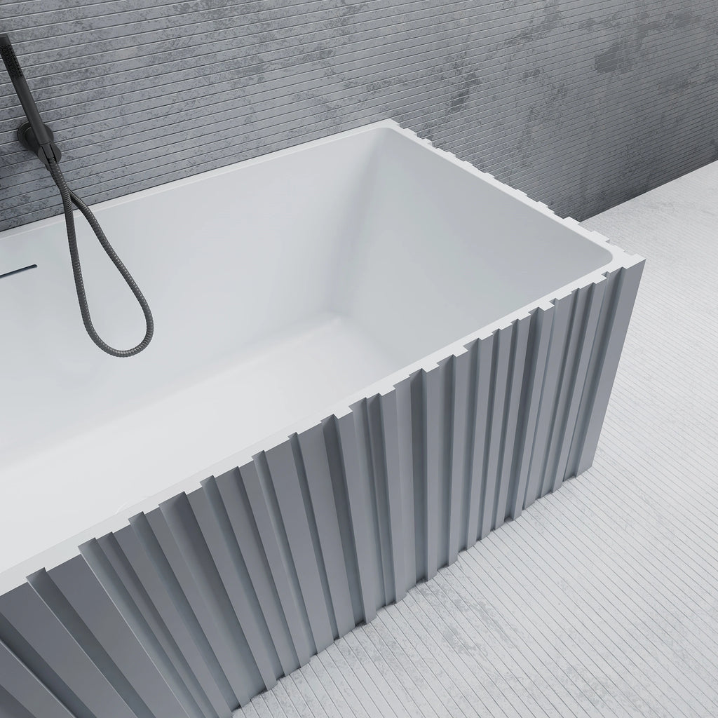MR88855 Fluted Rectangular Wall-Mounted Bath | MonBlari