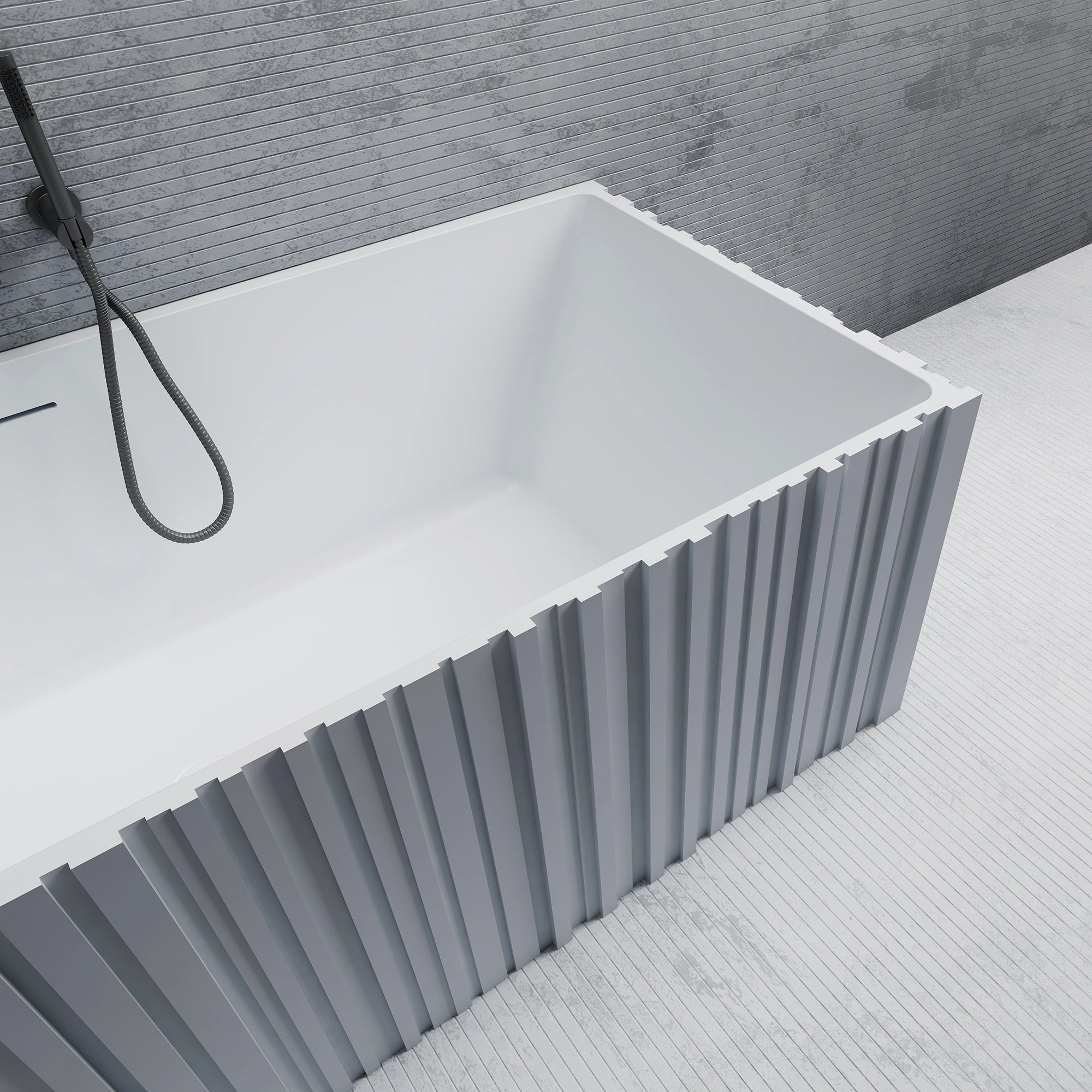 MR88855 Fluted Rectangular Wall-Mounted Bath | MonBlari