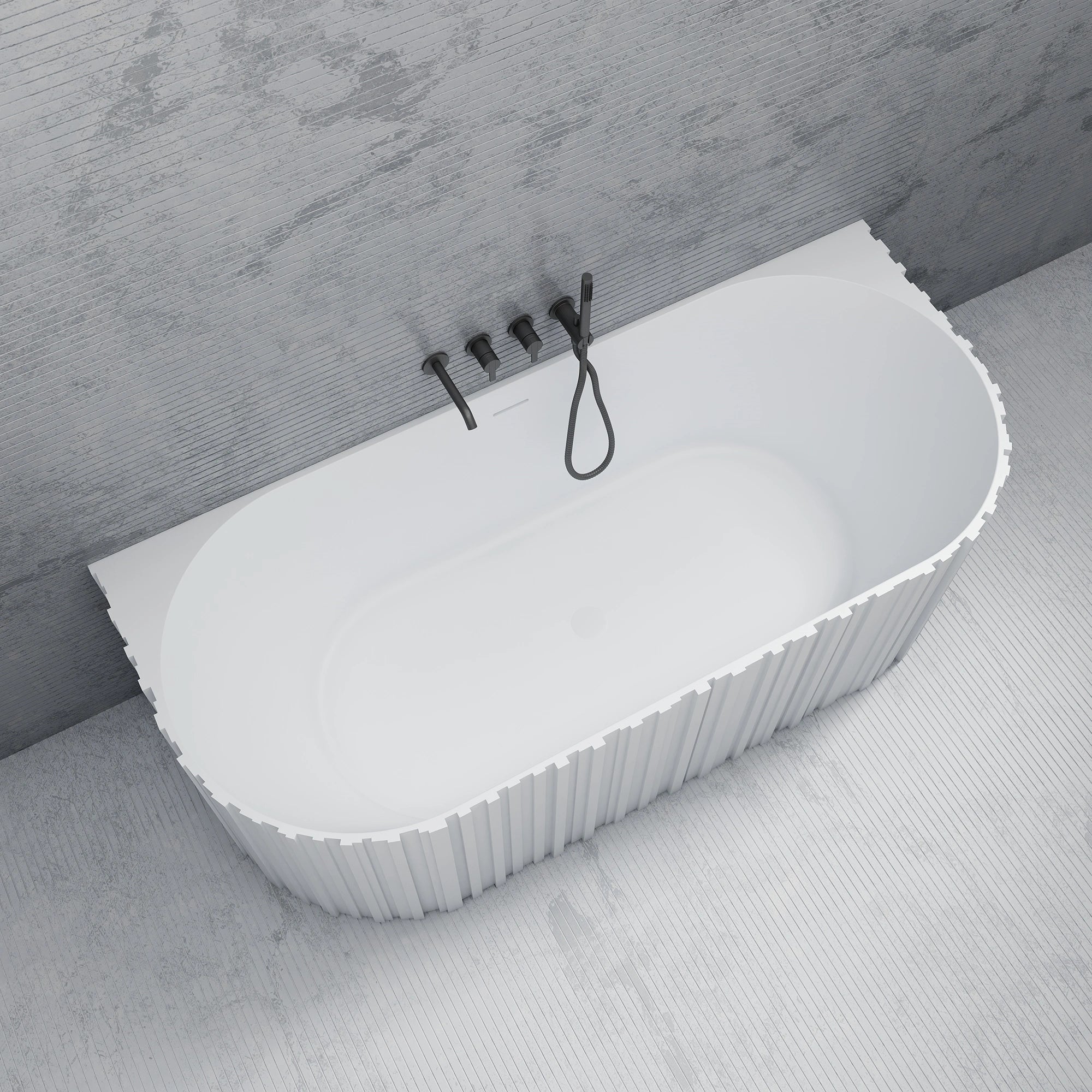MR88856 Fluted Rectangular Wall-Mounted Bath | MonBlari